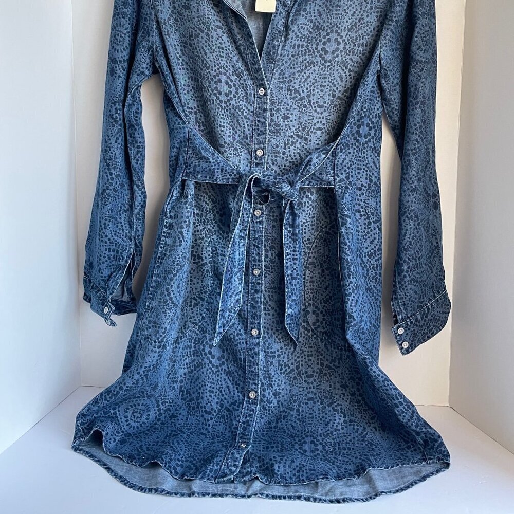 Anthropologie Blue Denim-Look Long Sleeve Shirt Dress - Picture 10 of 11